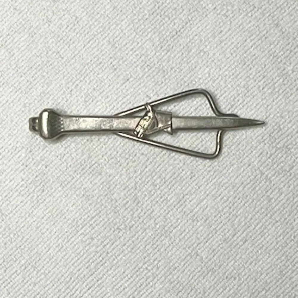 VTG Silver Tone Horse Head Equine Money Tie Clip Bar 2.5